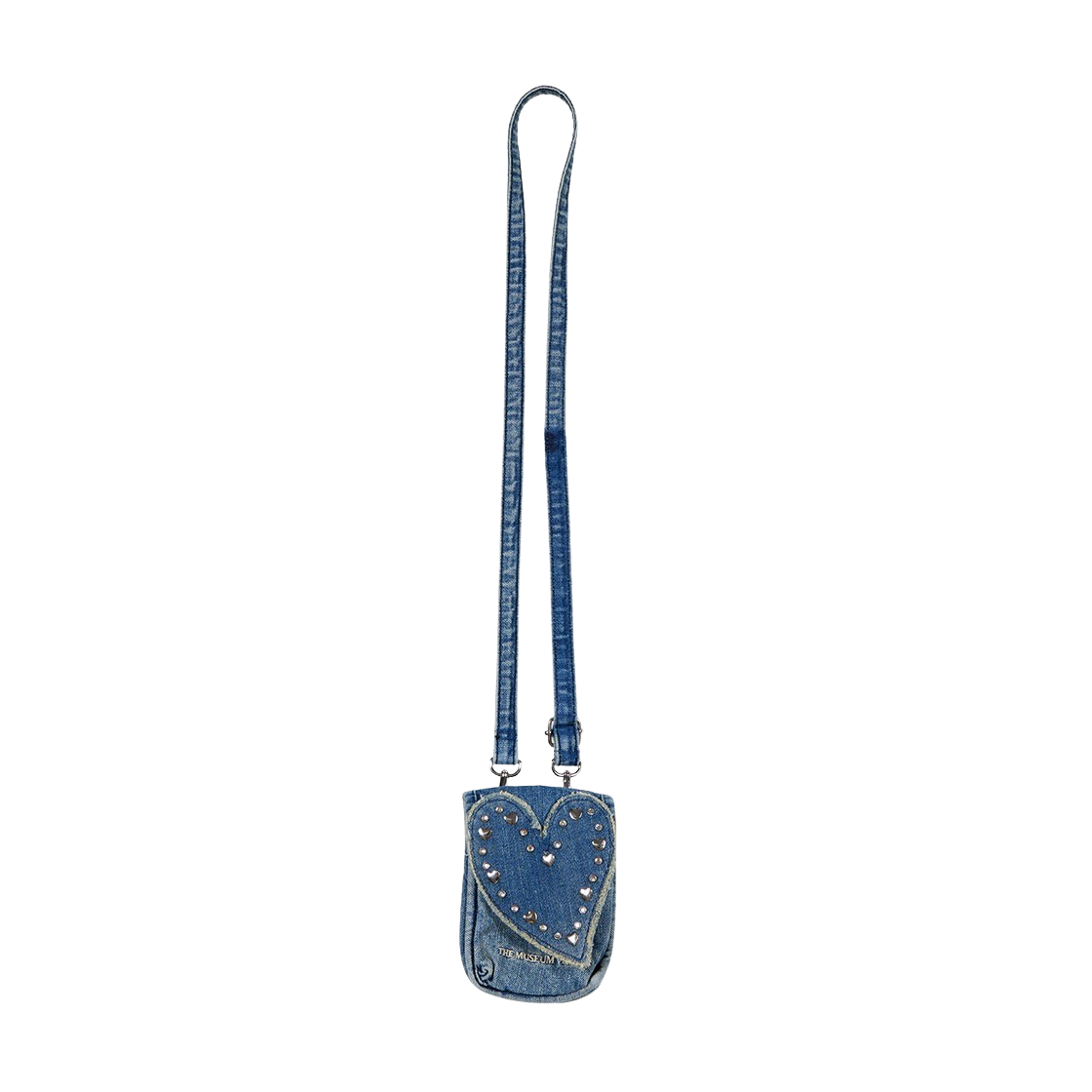 ☆人気☆【THE MUSEUM VISITOR】☆HEART GEM DENIM MINI BA.G☆ 더뮤지엄비지터 하트 젬 데님 미니백 블루 | The Museum Visitor