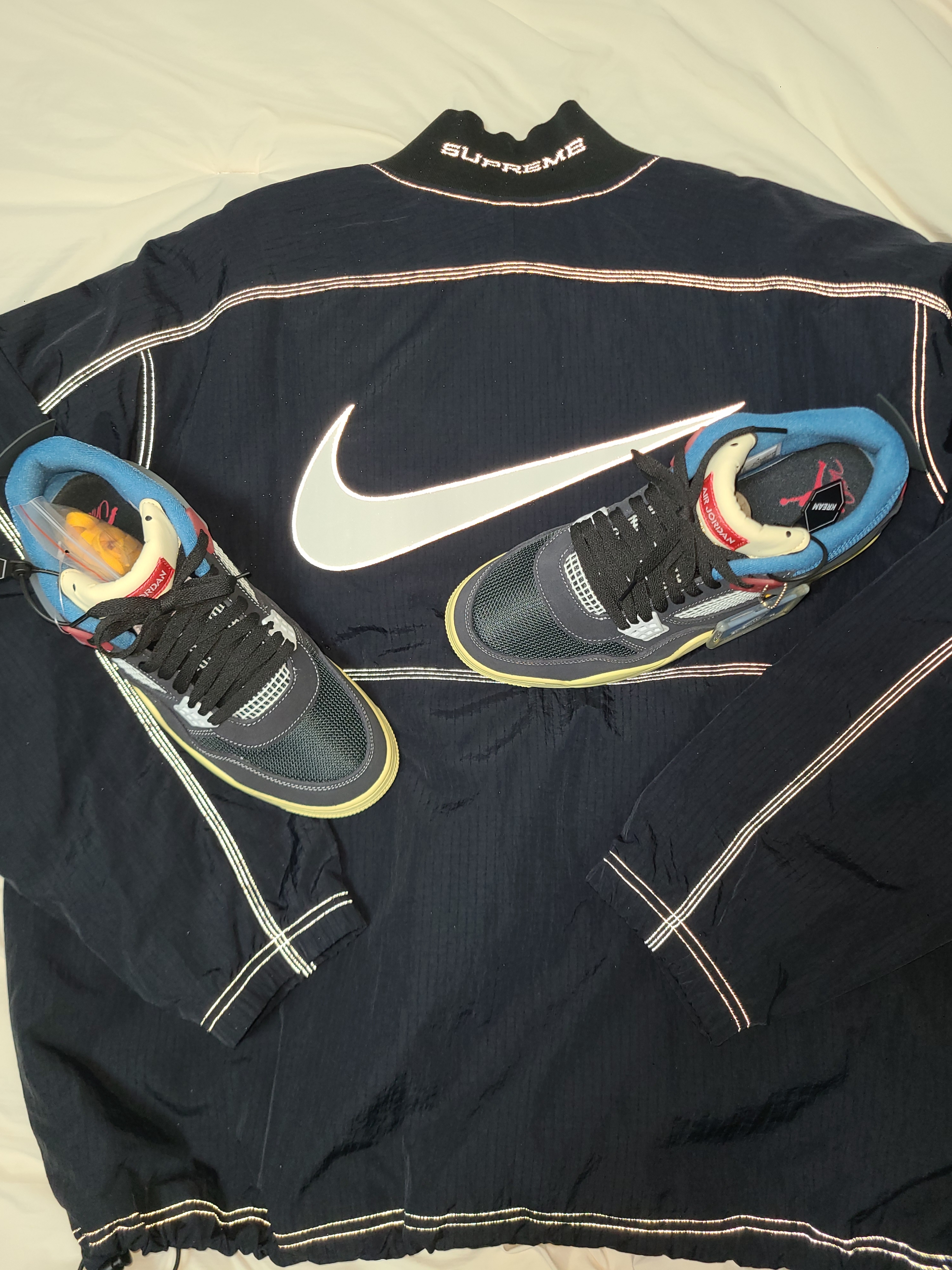 Supreme x Nike Ripstop Pullover Black - 24SS, Jordan 4 x Union Retro Off Noir 착용 스타일 - 4