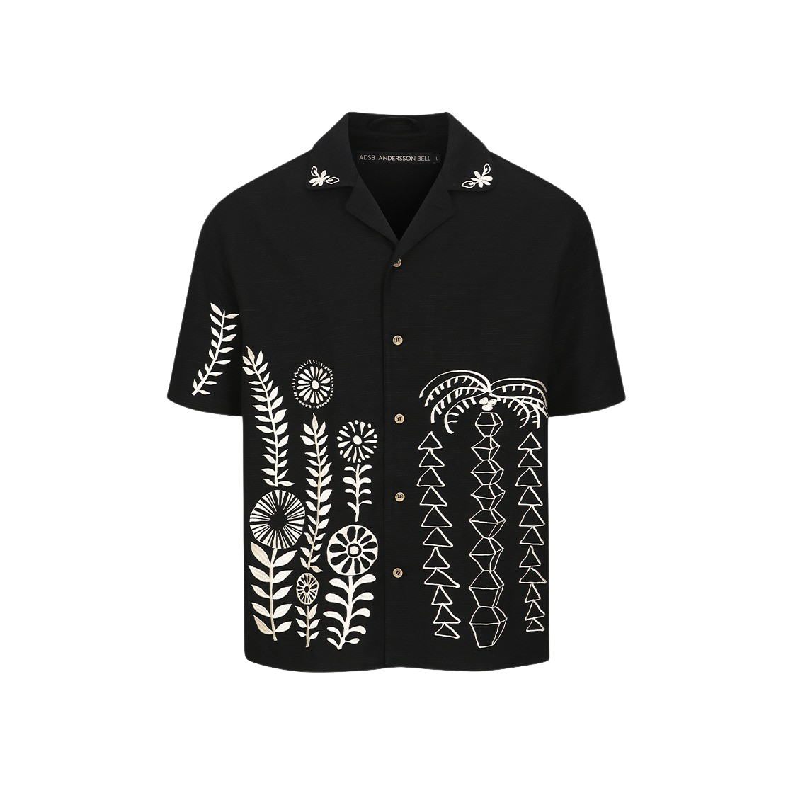 KM4BSHSAD02BK [KREAM 단독] ADSB Andersson Bell May Embroidery Open Collar Shirts Black - 대표 이미지 #1