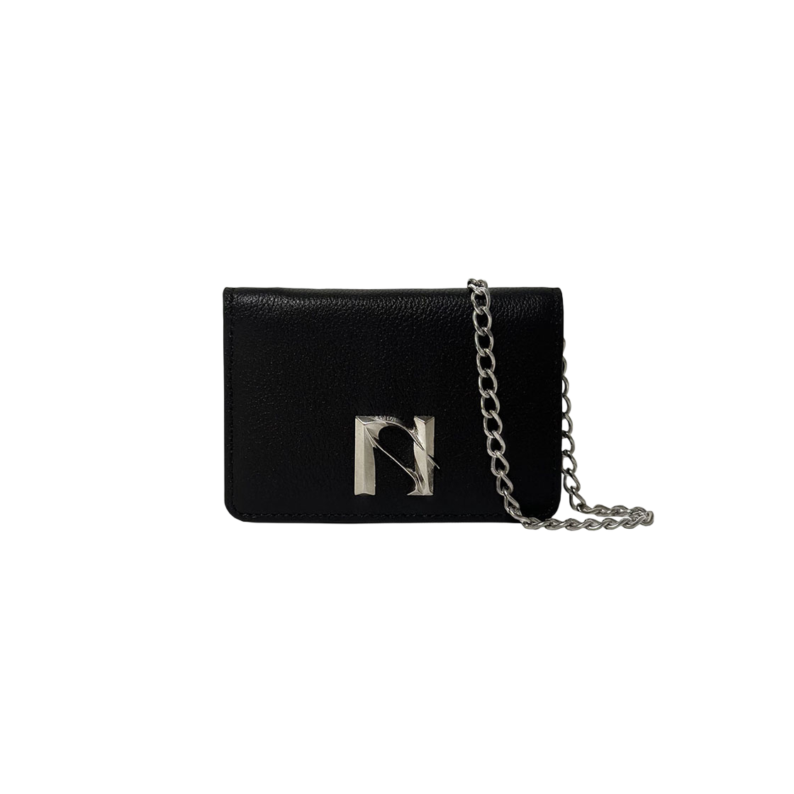 25SSACC02 Newalrin "N"  Leather Wallet chain Bag Black