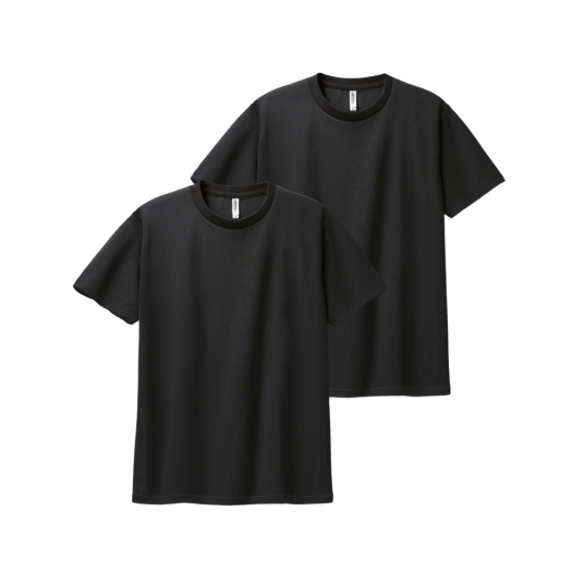 00300-ACT Black Glimmer Dry Round T-Shirt Black (2Pack)