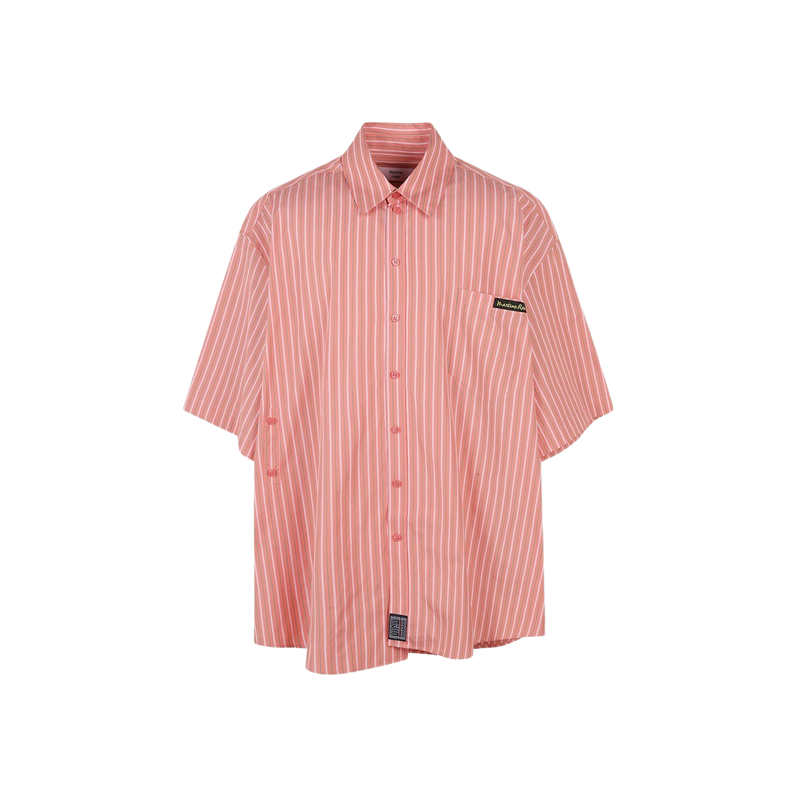 KM4BSHSMR13PK Martine Rose S/S Wrap Shirt Pink Green Stripe