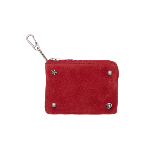 DD000107_RDS Margesherwood Stud Zipper Wallet Red Suede