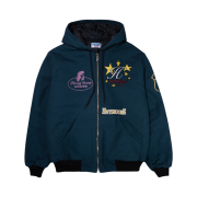 Honey Scoop House Emb Canvas Hooded Work Jacket Teal
