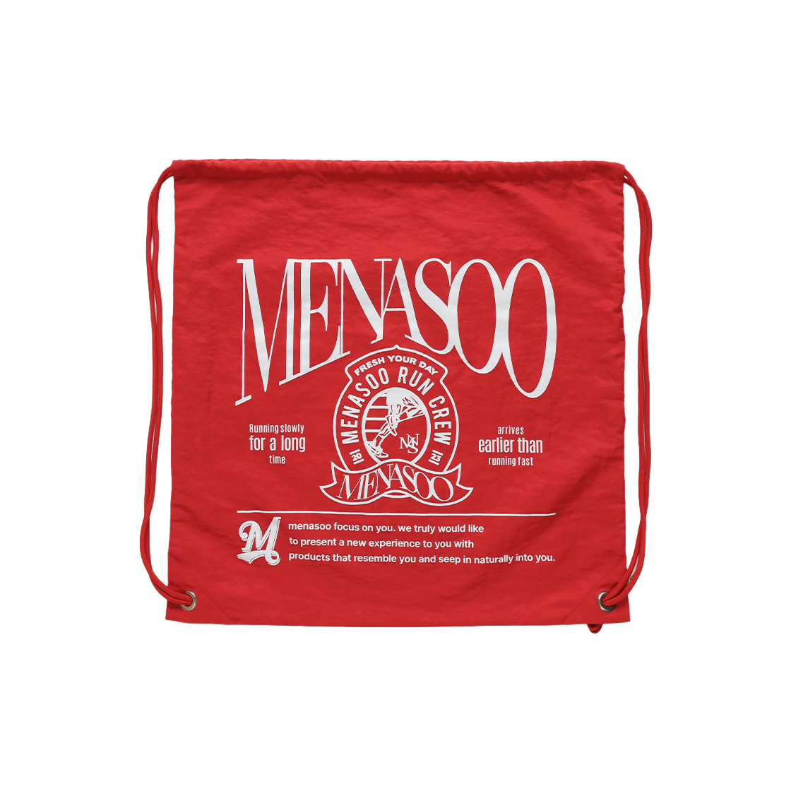 BAG-NYN-RD Menasoo Nylon String Backpack Red - 대표 이미지 #1