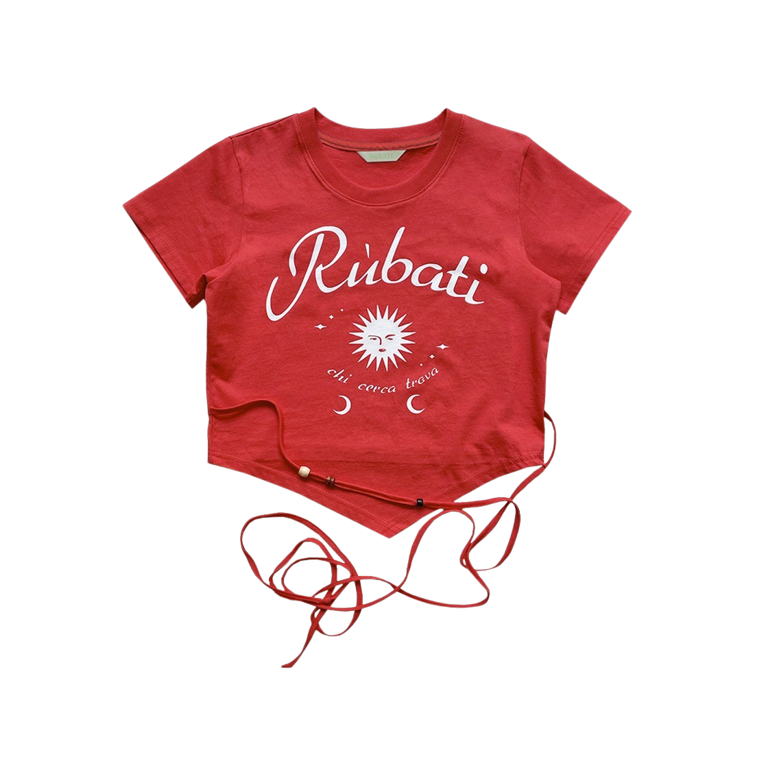 23SS3RDTOP16 Rubati Sun and Moon Strap Crop Tshirt  Vintage Red