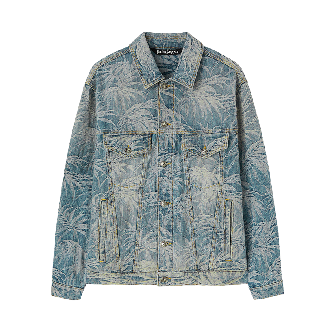 P6BMMA132 Palm Angels Palms Wash Denim Jacket Sky Blue