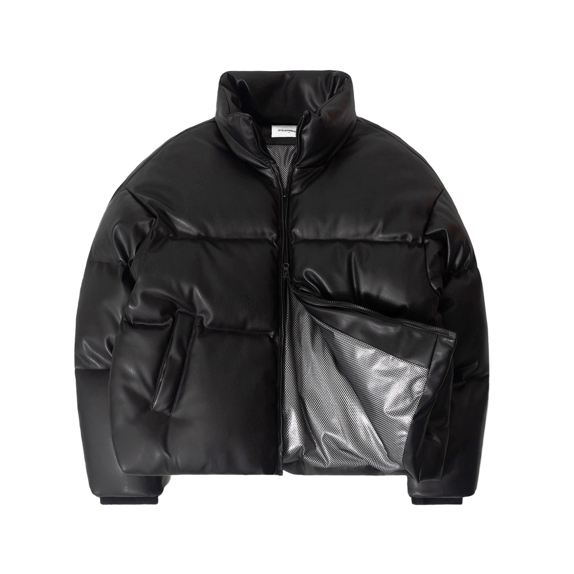 Q3WMJK001BLK QT8 Garments GB Synthetic Leather Duck Down Short Padding Black - 대표 이미지 #1