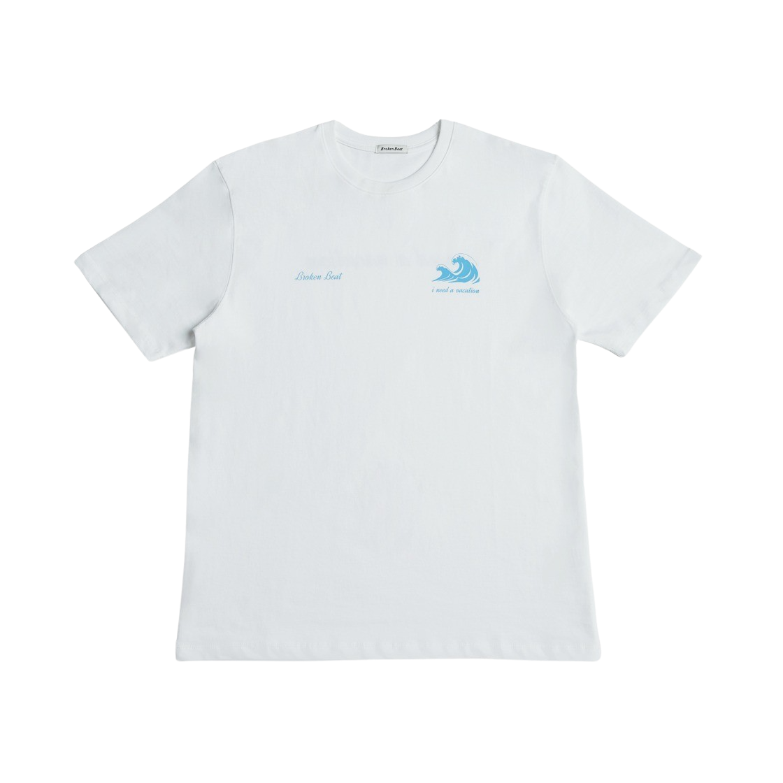 BB24ST01WH Broken Beat Wave Logo I I Need A Vacation Shorts Sleeve White - 대표 이미지 #1