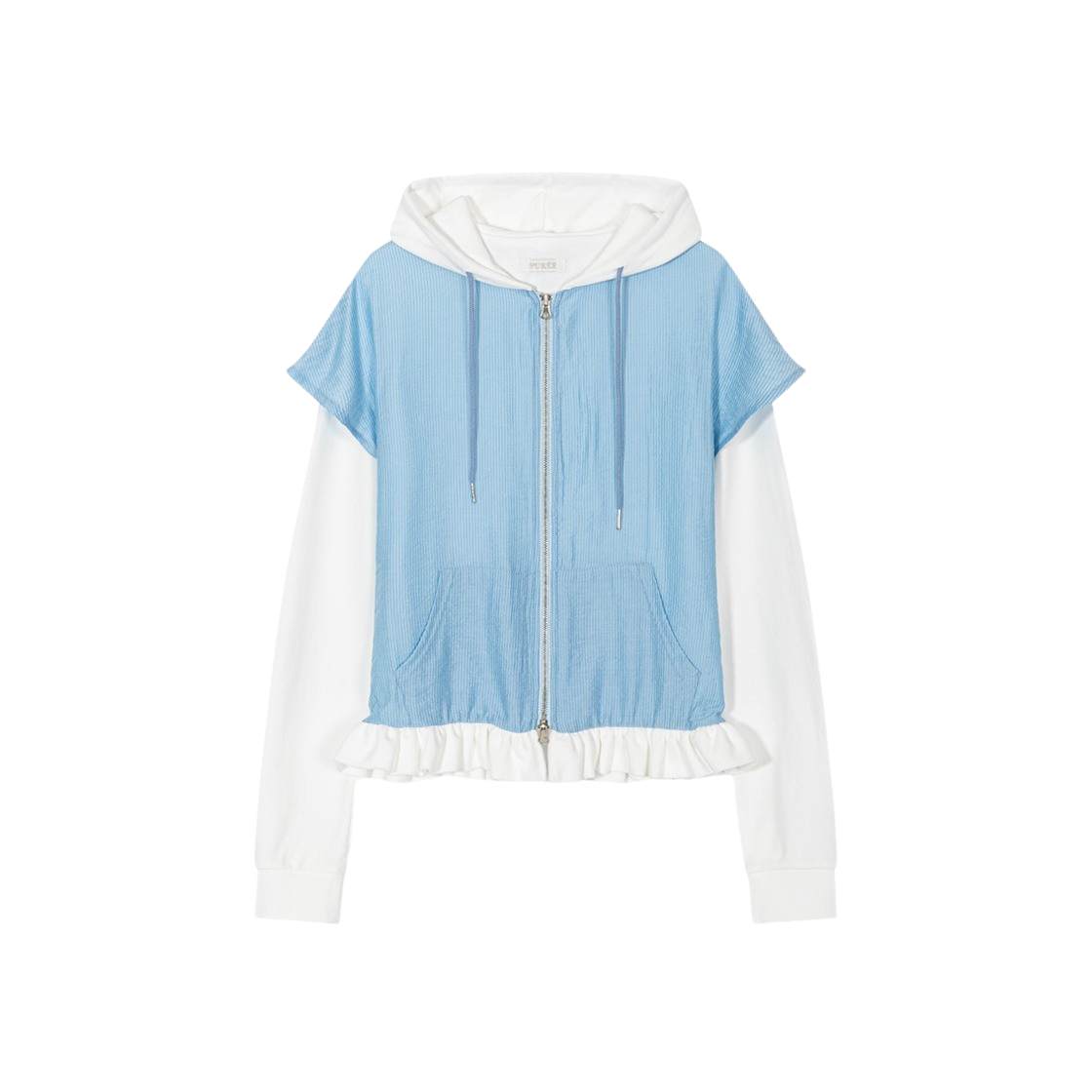 퓨레 셔츠 레이어드 후디 화이트(Puree Shirt Layered Hoodie White) - 1
