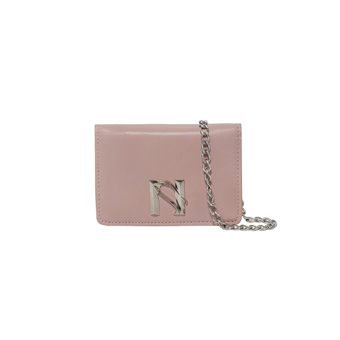 뉴얼린 "N" 리얼가죽 지갑 체인백 베이비핑크(Newalrin "N"  Leather Wallet chain Bag BabyPink)