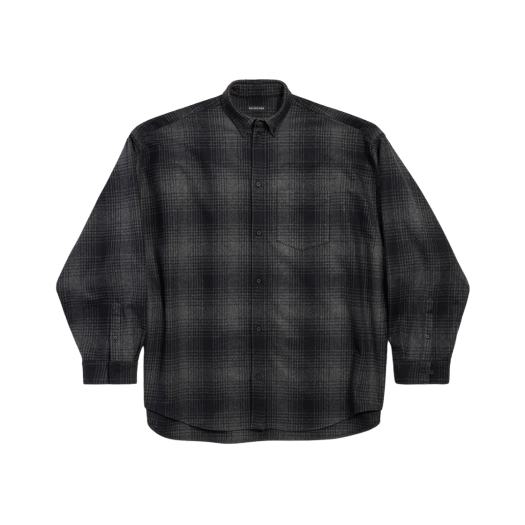 Balenciaga Wool Flannel Oversized Shirt Grey Black
