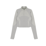 Art of Field Half Neck Cropped T-Shirt Beige