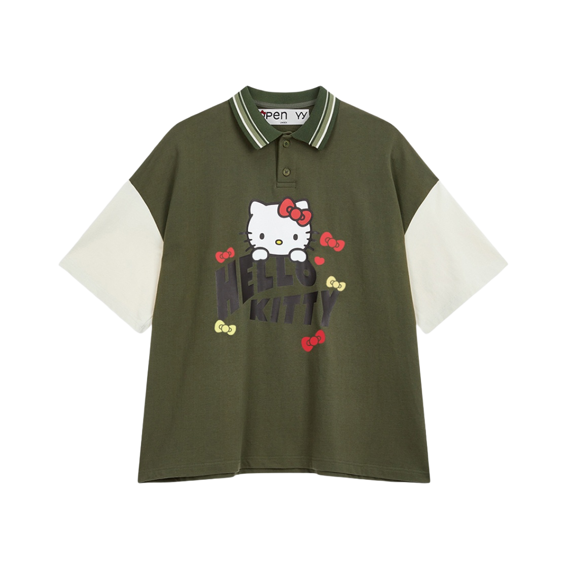 Tシャツ・カットソー Open Yy x Hello Kitty Collared T-Shirt Black HELLO KITTY X YY COLLARED T-SHIRT, BLACK