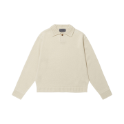 BY RANG Wool Blend Polo Sweater Ivory