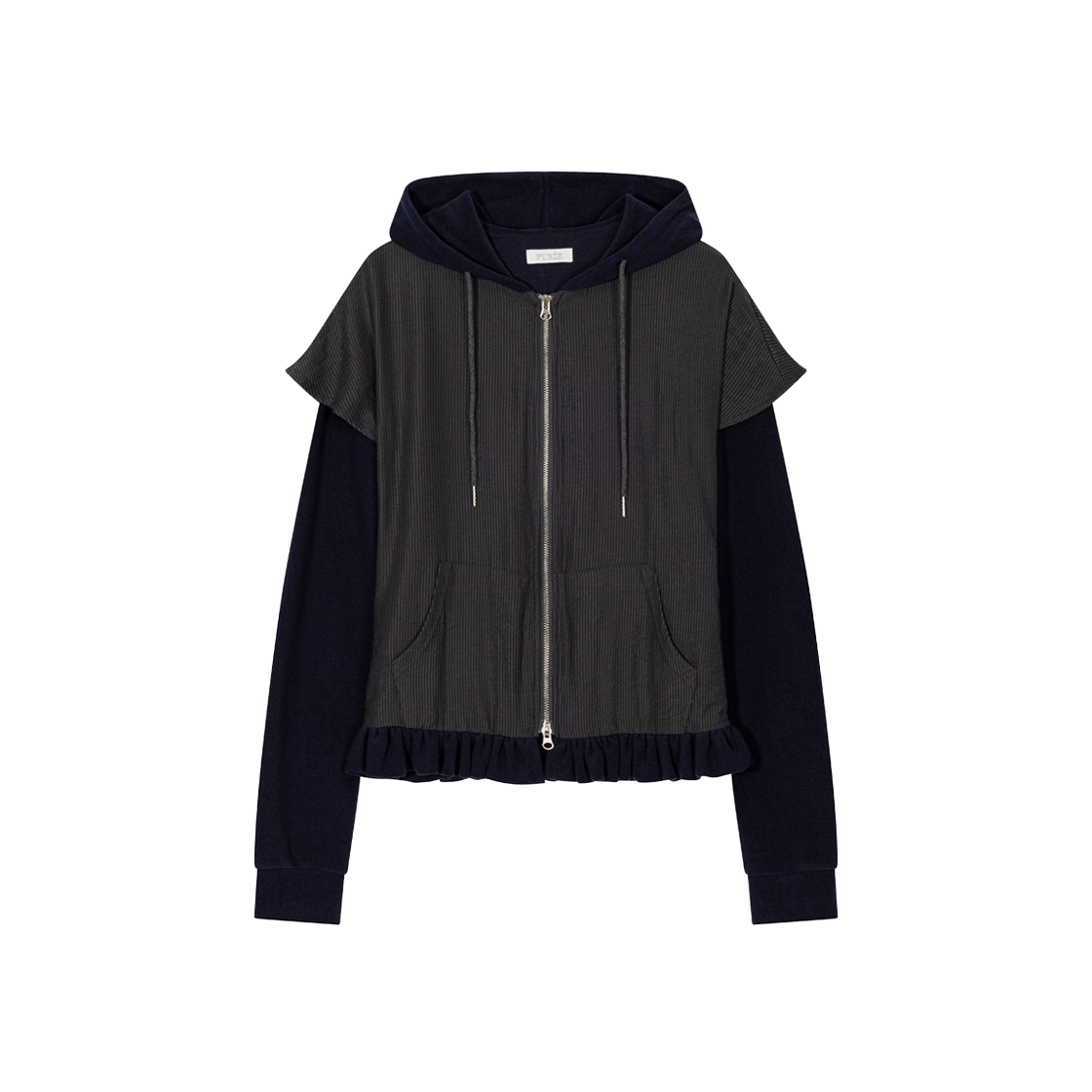 퓨레 셔츠 레이어드 후디 네이비(Puree Shirt Layered Hoodie Navy) - 1