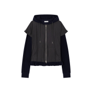 Puree Shirt Layered Hoodie Navy