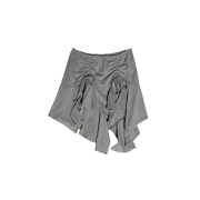 Newalrin String Shirring Unbalanced Hul Skirt + Short Set Gray