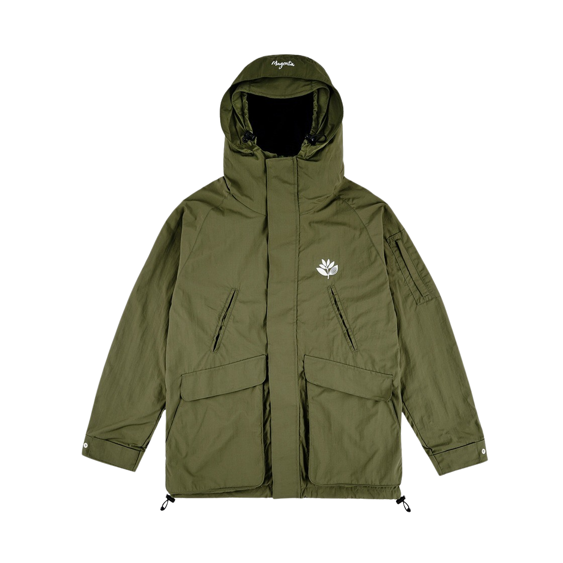 마젠타 스케이트보드 레인폴 자켓 그린