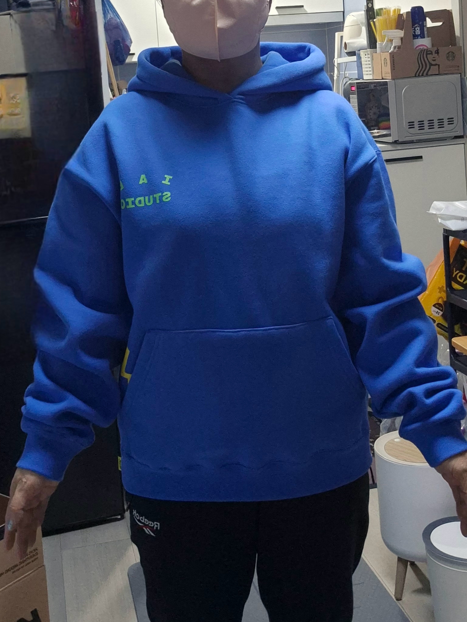 IAB Studio x Pokemon Swallowed Up Pikachu Hoodie Blue Green 착용 스타일