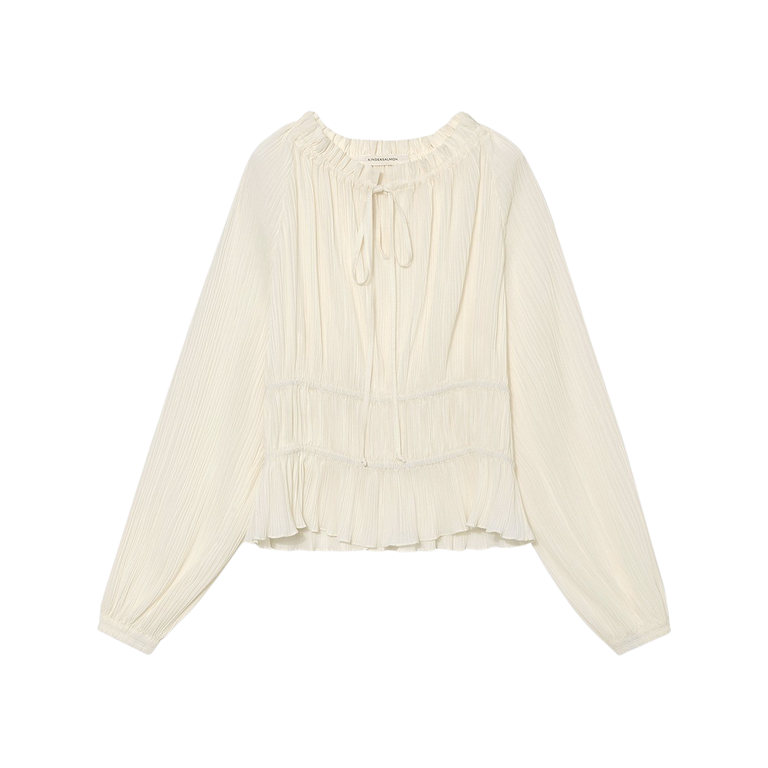 킨더살몬 우먼 셔링 블라우스 아이보리 - FW23(Kindersalmon Women Shirring Blouse Ivory - FW23) - 1
