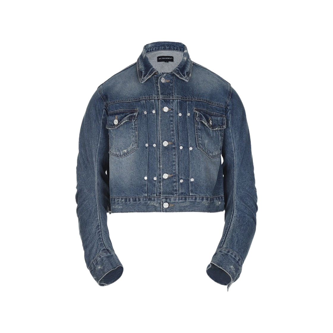 써저리 커브드 데님 트러커 자켓 블루 데님(Surgery Curved Denim Trucker Jacket Blue Denim)