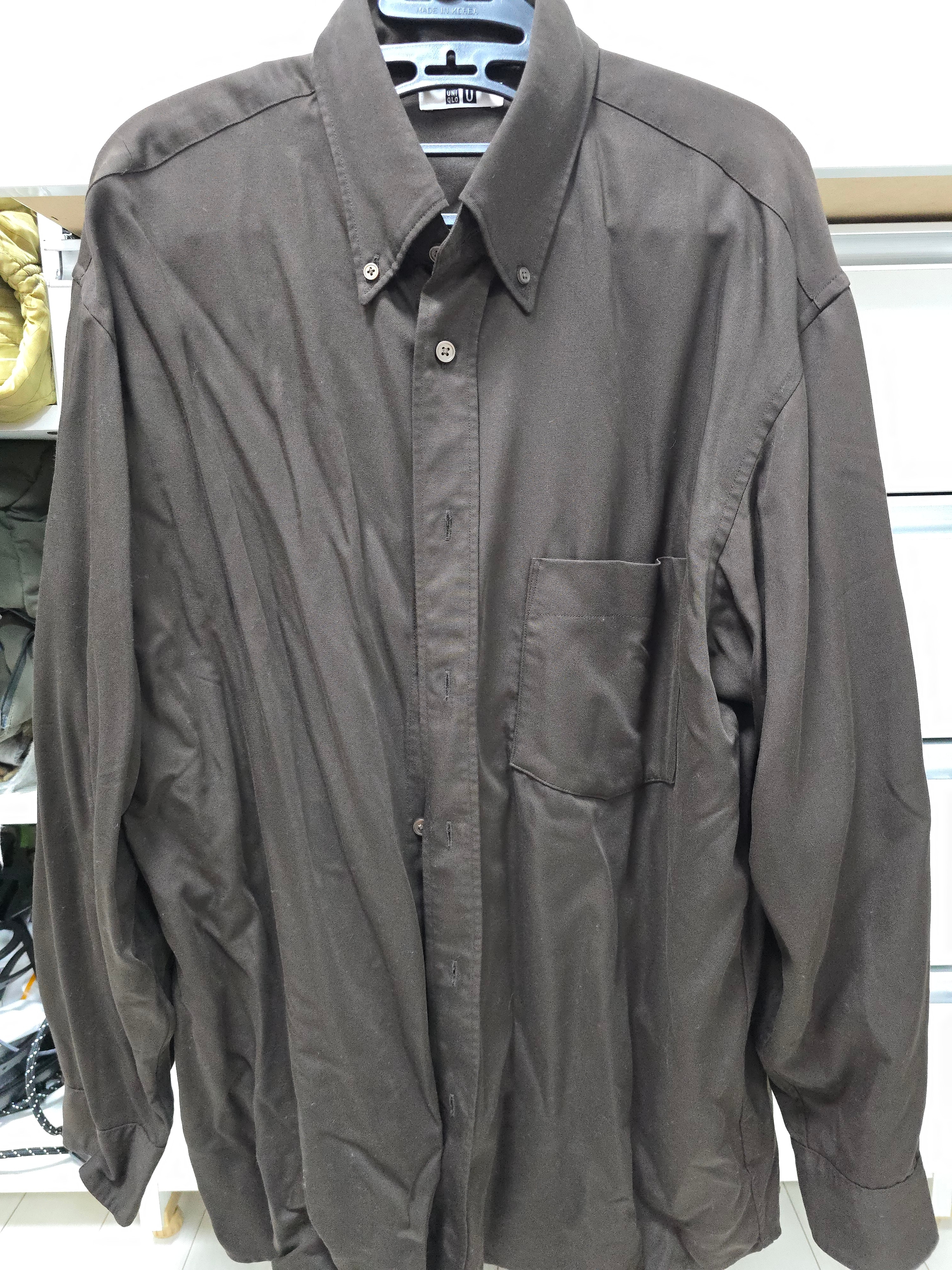 Uniqlo U Drape Shirt Longsleeve Dark Brown - KR 착용 스타일