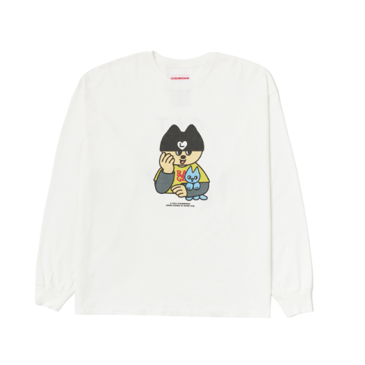 LB2024T014 Lelbobrown Cat is Sound Drawing LS T-Shirt Ivory