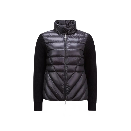 (W) Moncler Padded Wool Cardigan Black - 24SS