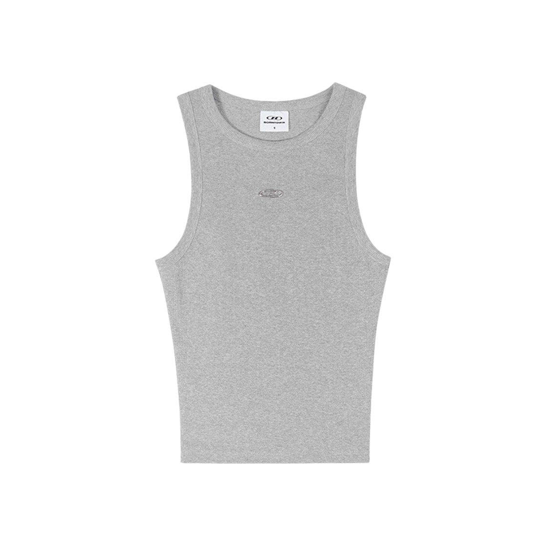 본투윈 B 펜던트 리브드 세미 크롭 슬리브리스 멜란지그레이