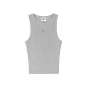 BORN TO WIN B Pendant Ribbed Semi Crop Sleeveless Melange Grey
