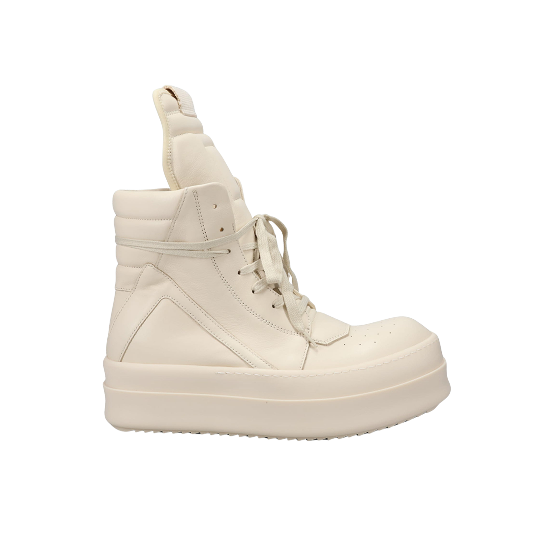 RU01E5868LCO-1111 Rick Owens Hollywood Mega Bumper Geobasket in Full Grain Calf Leather Milk