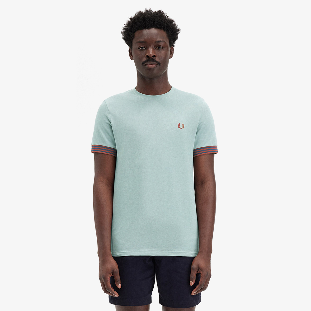 프레드페리 스트라이프 커프 티셔츠 실버 블루(Fred Perry Striped Cuff T-Shirt Silver Blue) - 2