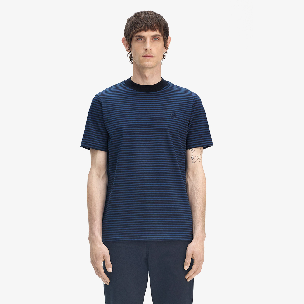 프레드페리 파인 스트라이프 티셔츠 네이비/테니스 블루(Fred Perry Fine Stripe T-Shirt Navy/Tennis Blue) - 2