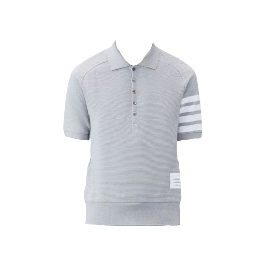 Thom Browne Cotton Ottoman Rib 4-Bar Polo Light Grey
