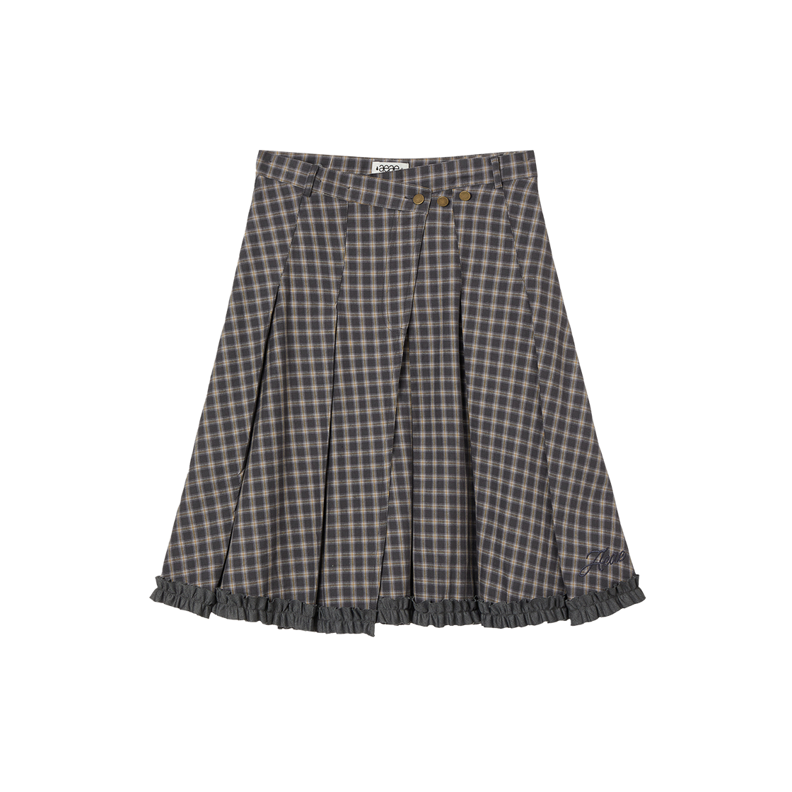 AE45SWSK001GRY AEAE Check Wrap Pleats Skirt Grey