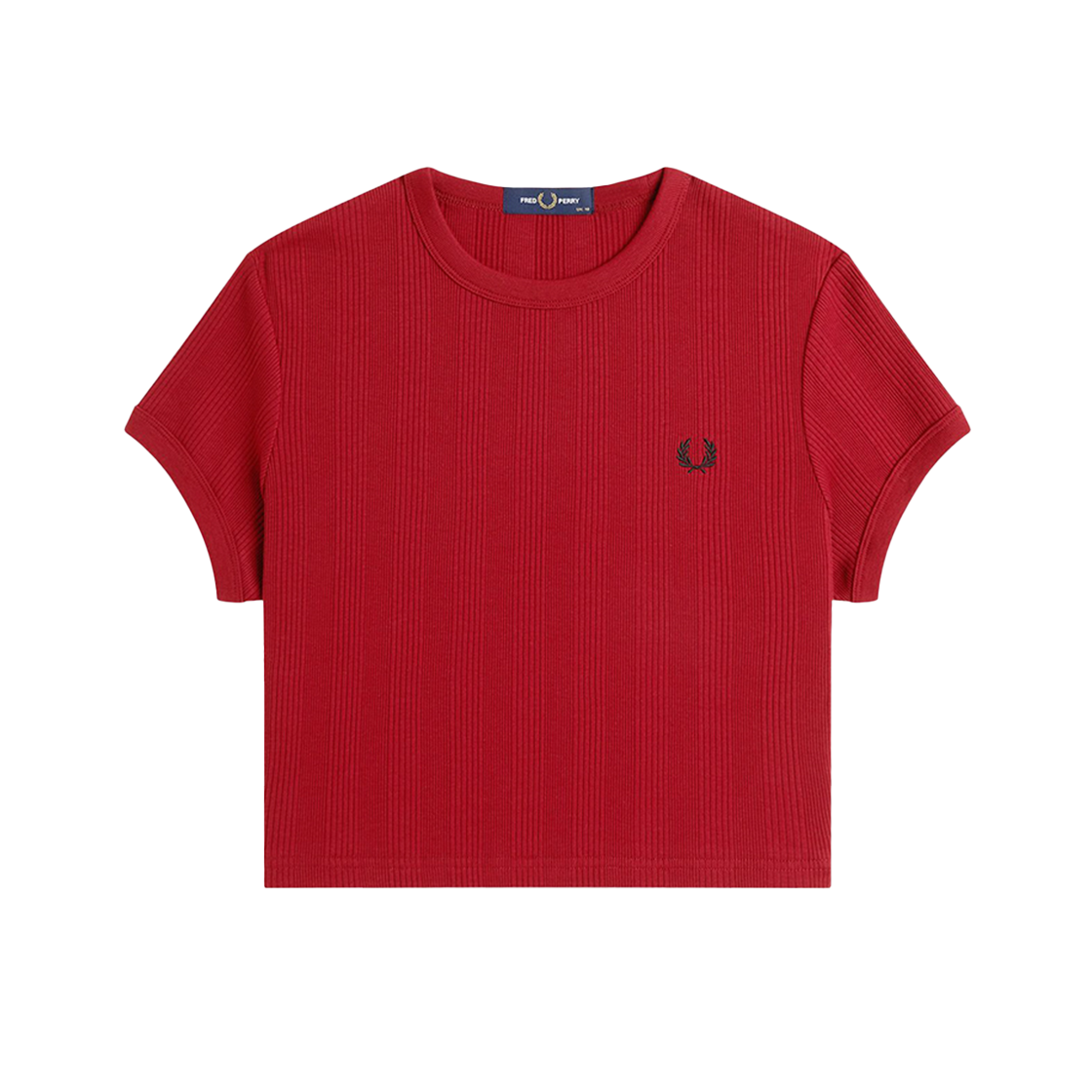 AFPF2519168-M02 Fred Perry Womens Cropped Ribbed T-Shirt Burnt Red