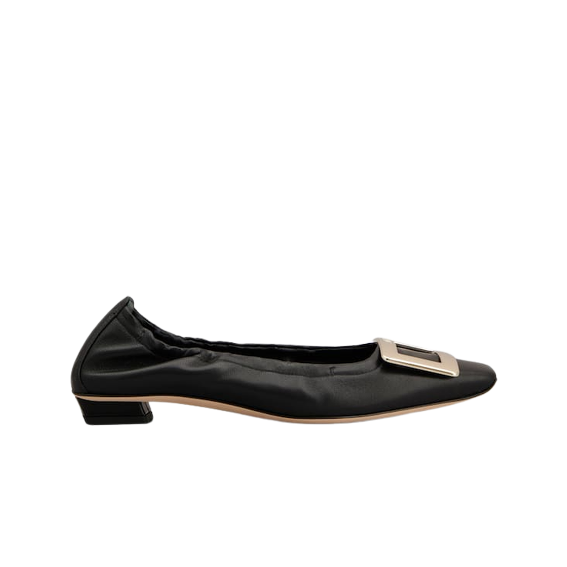(W) 로저 비비에 레더 벨 비비에 발레리나 블랙((W) Roger Vivier Belle Vivier Ballerinas in Leather Black)