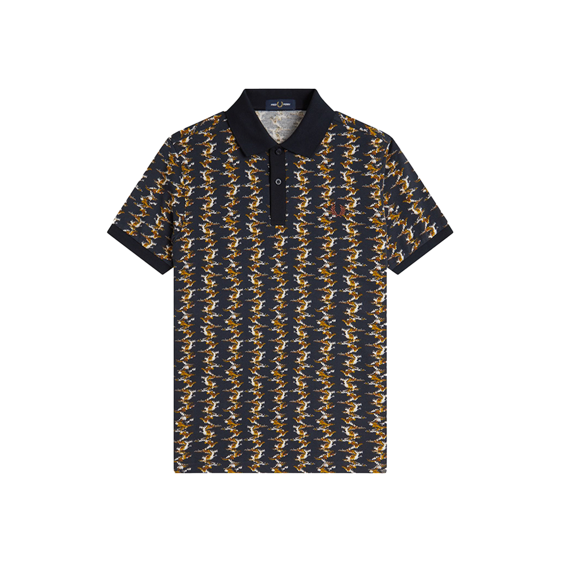 AFPM2519836-608 Fred Perry Graphic Print Polo Shirt Navy