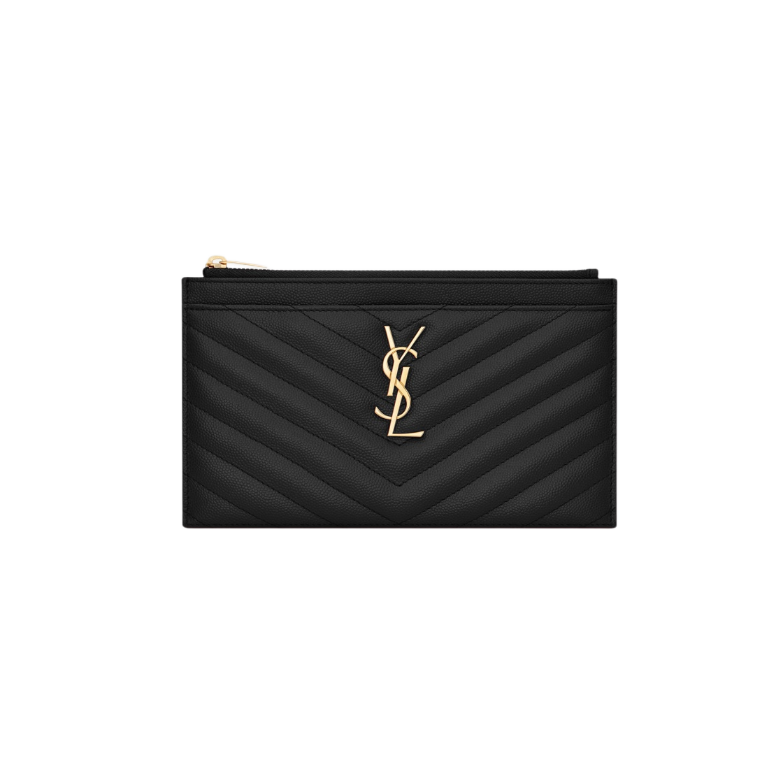 636312-BOW01-1000 Saint Laurent Cassandre Matelasse Bill Pouch in Grain De Poudre Embossed Leather Black - 대표 이미지 #1