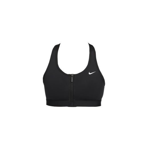 (W) Nike Swoosh Front Zip Medium Support Padded Sports Bra Black - Asia