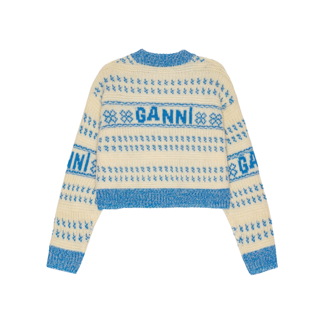 K2163-799 (W) Ganni Lambswool Cropped O-Neck Pullover Strong Blue - #2