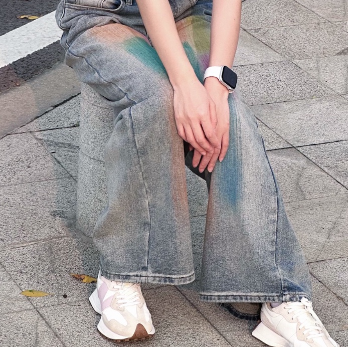 (W) New Balance 327 Sea Salt Pink Haze 착용 스타일