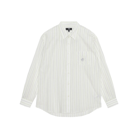 Stussy Striped Cotton Linen Classic Shirt White