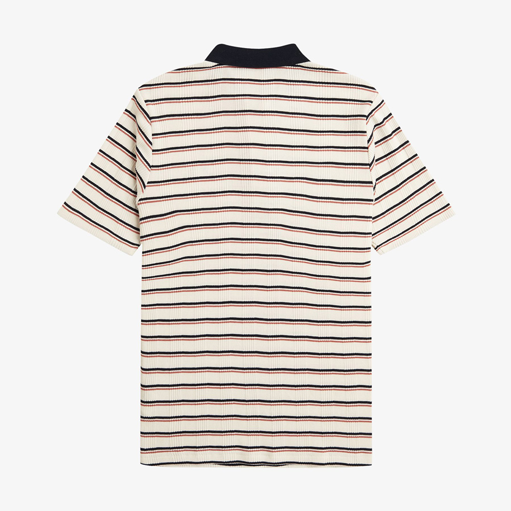 프레드페리 우먼스 스트라이프 립 폴로 셔츠 실키피치(Fred Perry Womens Striped Ribbed Polo Shirt Silky Peach) - 6