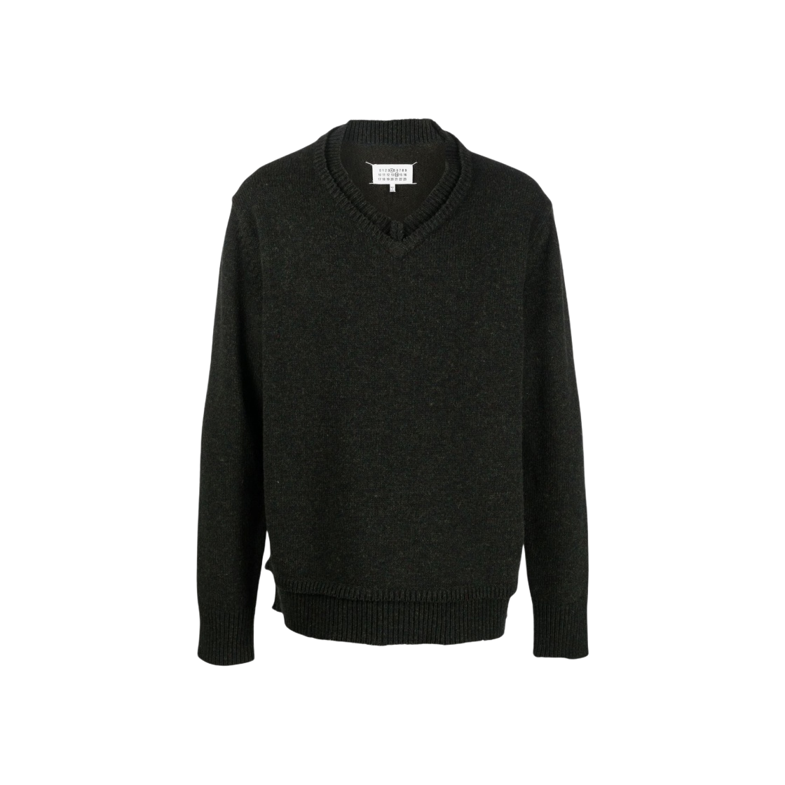 SI1GP0002S18064695F Maison Margiela Elbow Patch Sweater Dark Green Walnut - 대표 이미지 #1