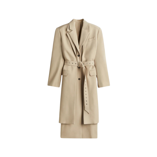 (W) H&M x Rokh Double Layer Wool Blend Coat Beige