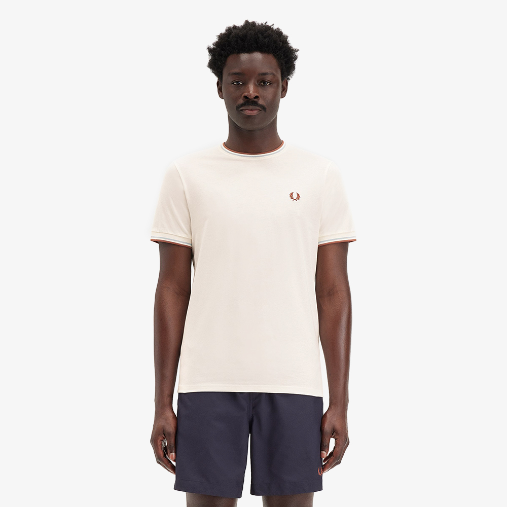 프레드페리 트윈 팁 티셔츠 라이트 에크루/실버블루/시나몬(Fred Perry Twin Tipped T-Shirt Light Ecru/Silver Blue/Cinnamon) - 2