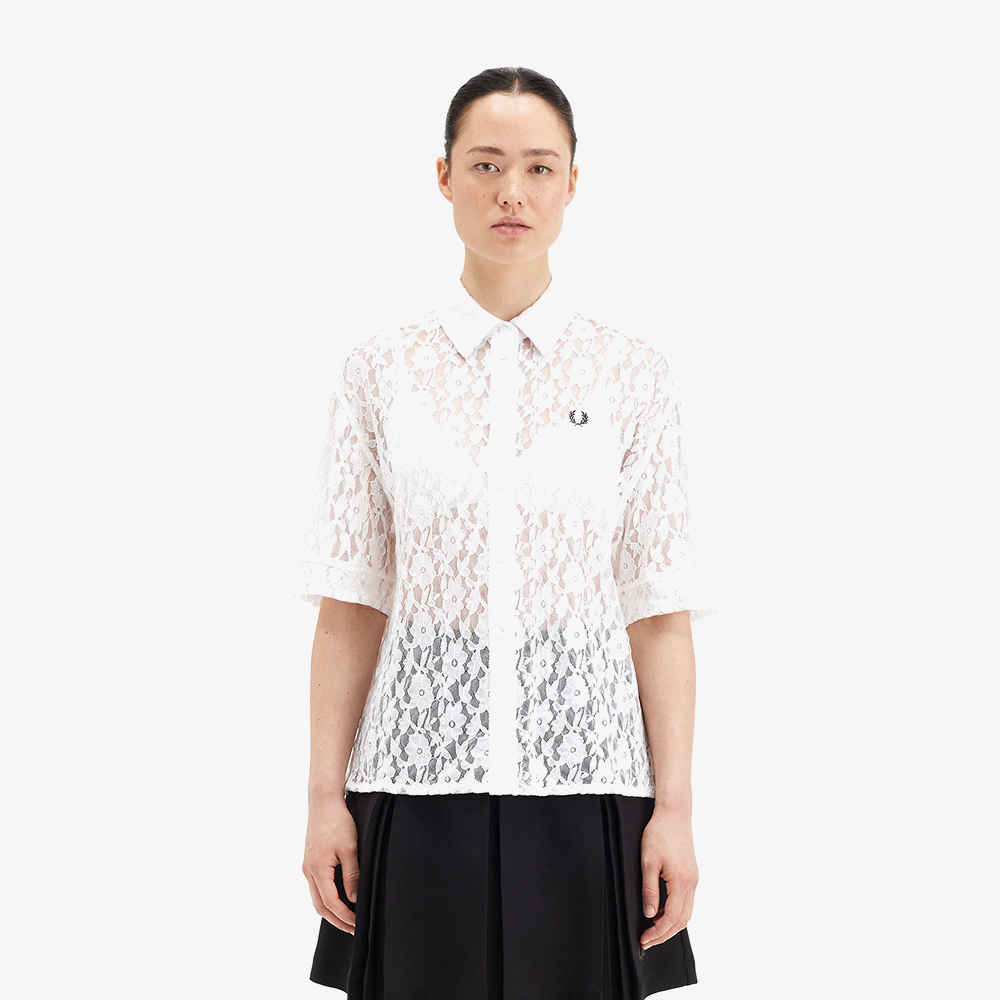 프레드페리 우먼즈 씨스루 레이스 셔츠 스노우 화이트(Fred Perry Womens See-through Lace Shirt Snow White) - 2