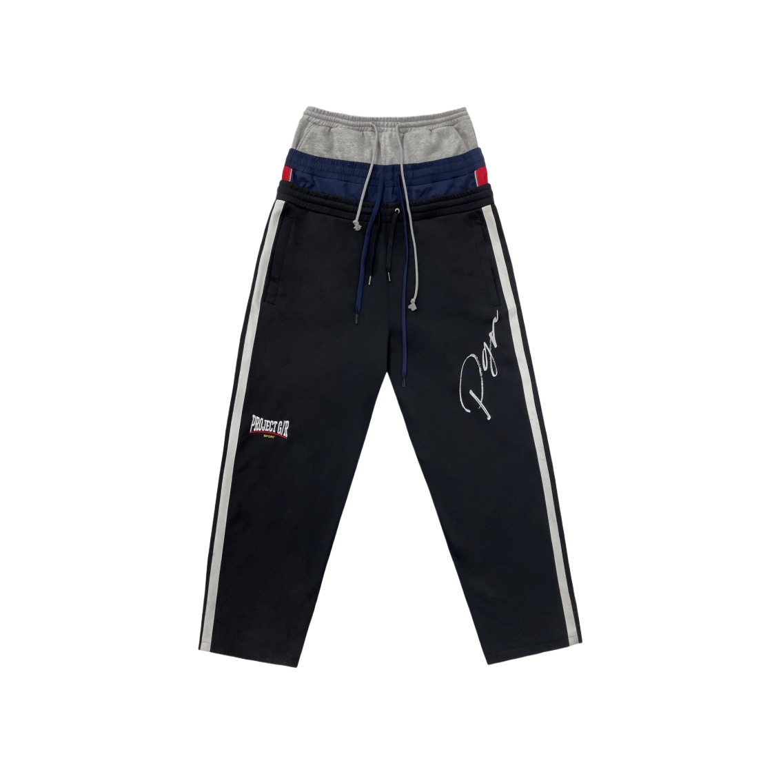 PROJECT G/R 3 LAYERED SWEAT PANTS BLACK